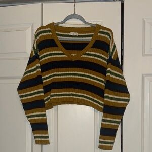 La Hearts Multicolor Striped V-Neck Sweater
